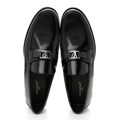 Louis Vuitton Calfskin Monogram Eclipse Mens Major Loafers 12 Black 2 of 10