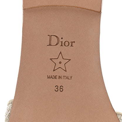 Christian Dior Metallic Canvas Embroidered Dway Mules Slide Sandals 36 Gold 6 of 8