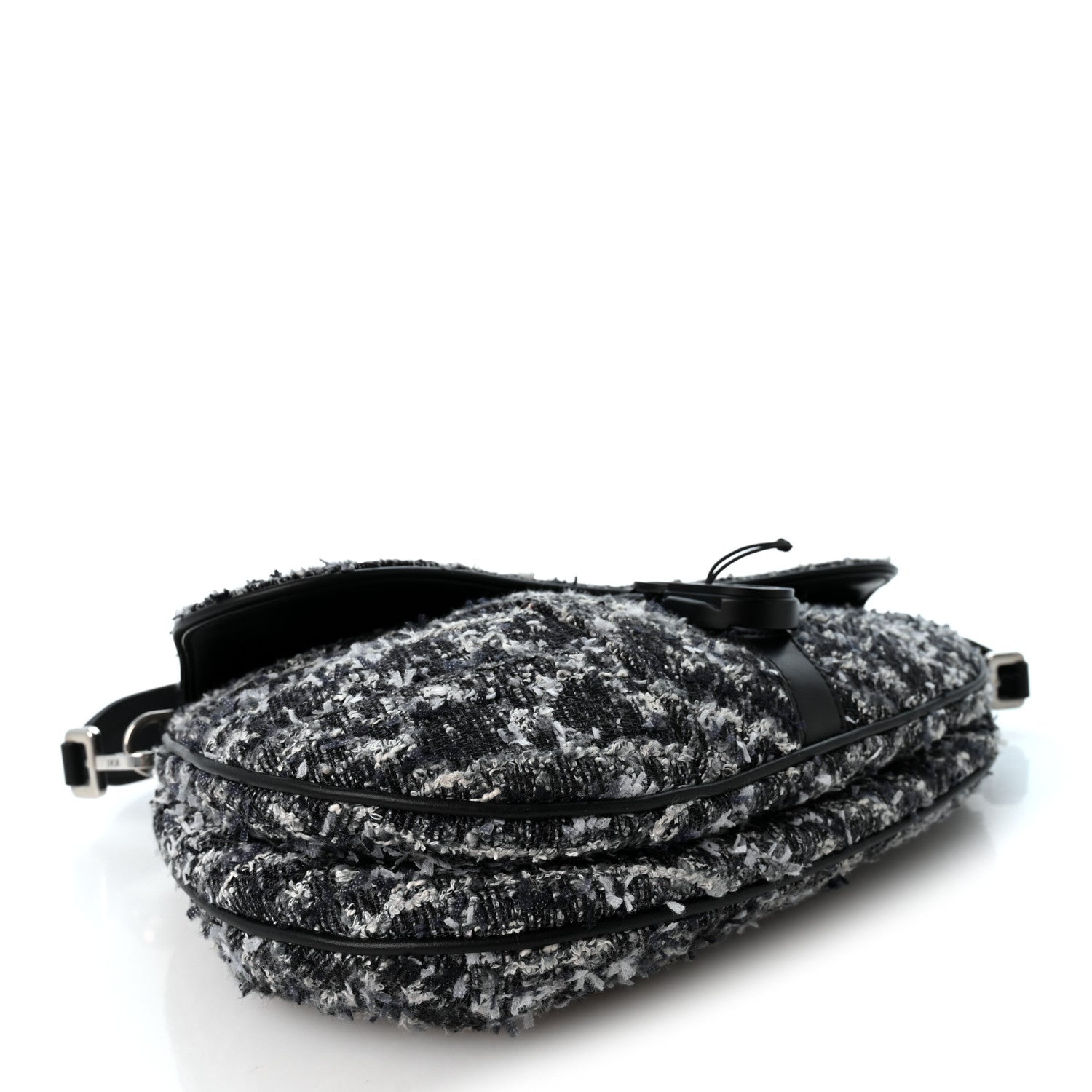 Christian Dior Tweed Saddle Bag Dark Blue 3 of 8