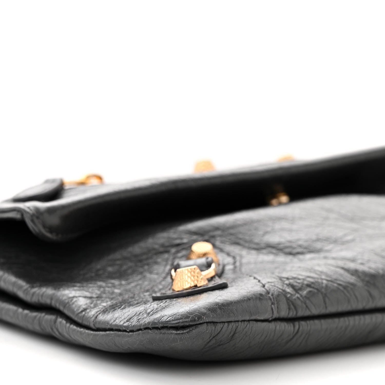 Balenciaga Agneau Giant 12 Gold Hardware Envelope Strap Clutch Gris Fossile 10 of 11