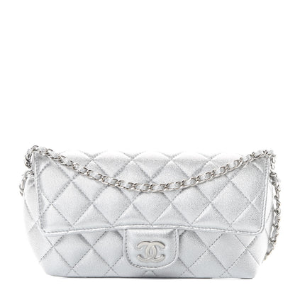 Chanel Metallic Lambskin Quilted Glasses Case With Chain Silver 1 of 12