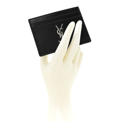 Saint Laurent Calfskin Monogram Credit Card Case Black 2 of 7