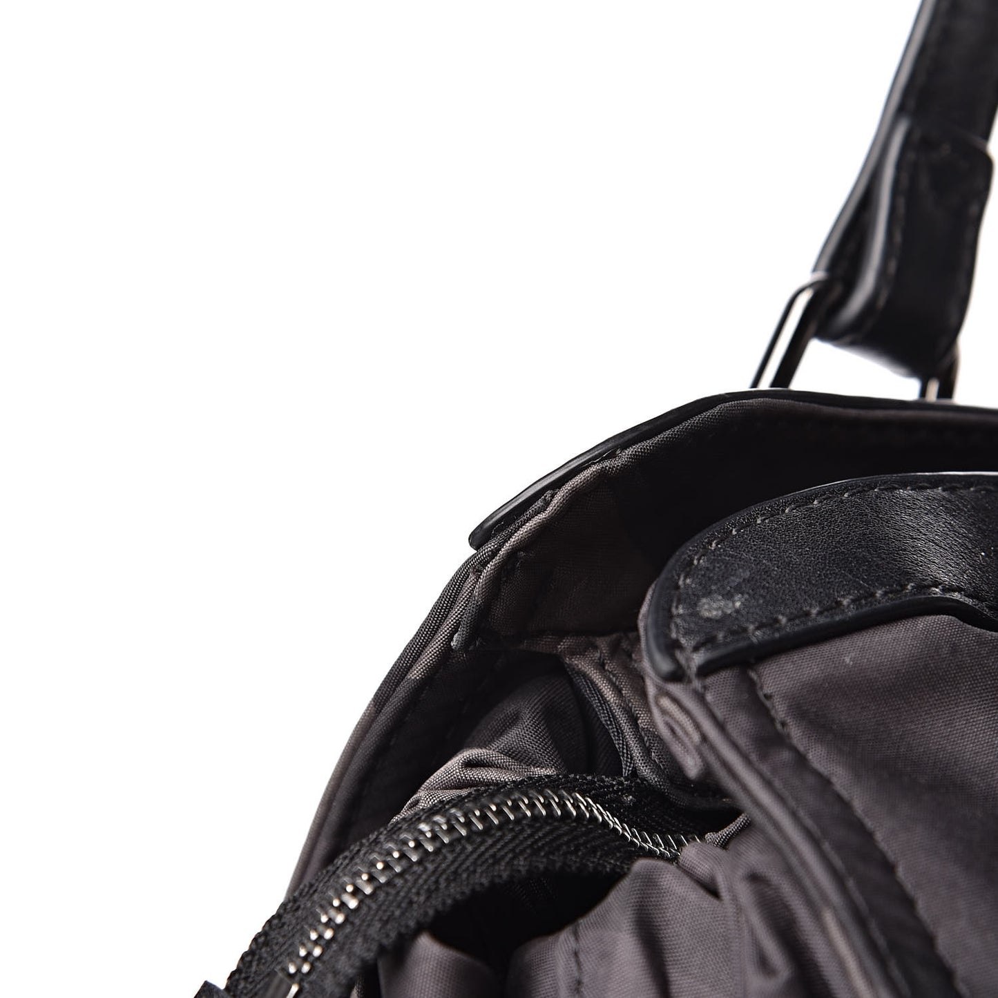 Nylon Check Small Buckleigh Packable Tote Charcoal