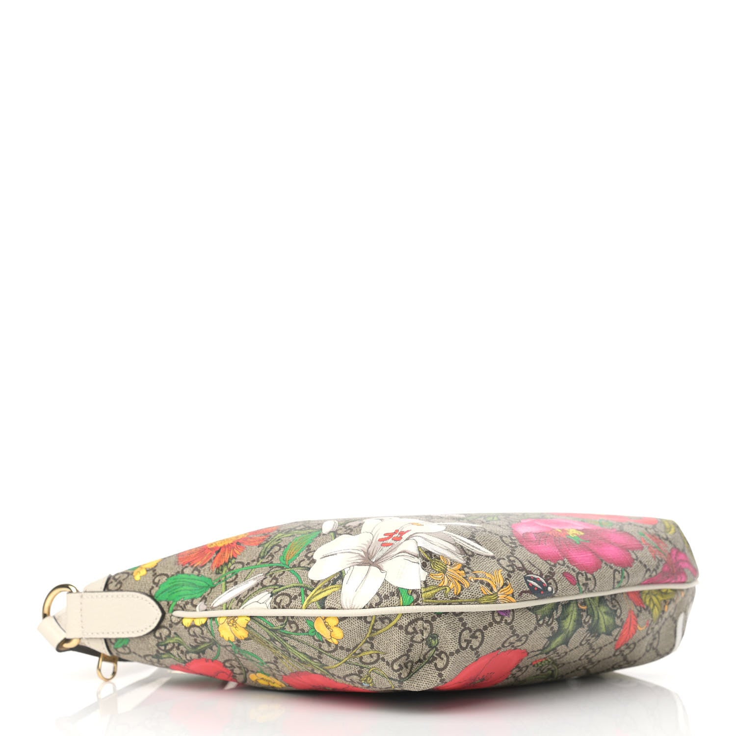 Gucci GG Supreme Monogram Flora Web Small Ophidia Half Moon Hobo White 4 of 9