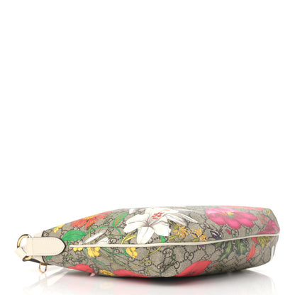 Gucci GG Supreme Monogram Flora Web Small Ophidia Half Moon Hobo White 4 of 9