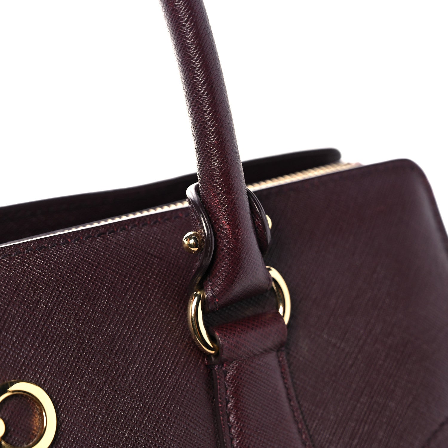 Salvatore Ferragamo Printed Calfskin Beky Tote Burgundy 16 of 25