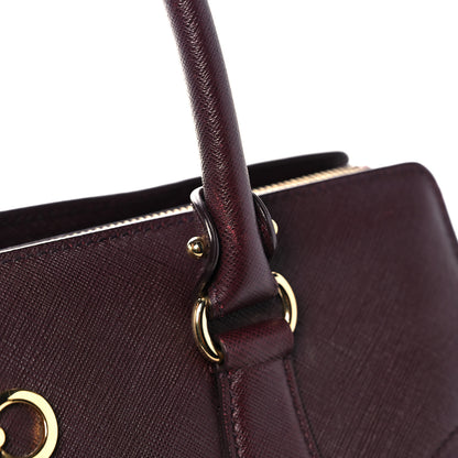 Salvatore Ferragamo Printed Calfskin Beky Tote Burgundy 16 of 25