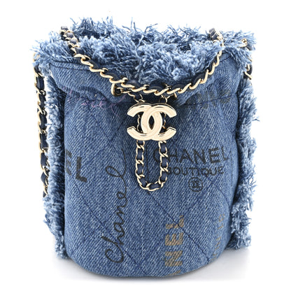Chanel Denim Quilted Mood Mini Bucket With Chain Blue Multicolor 1 of 13