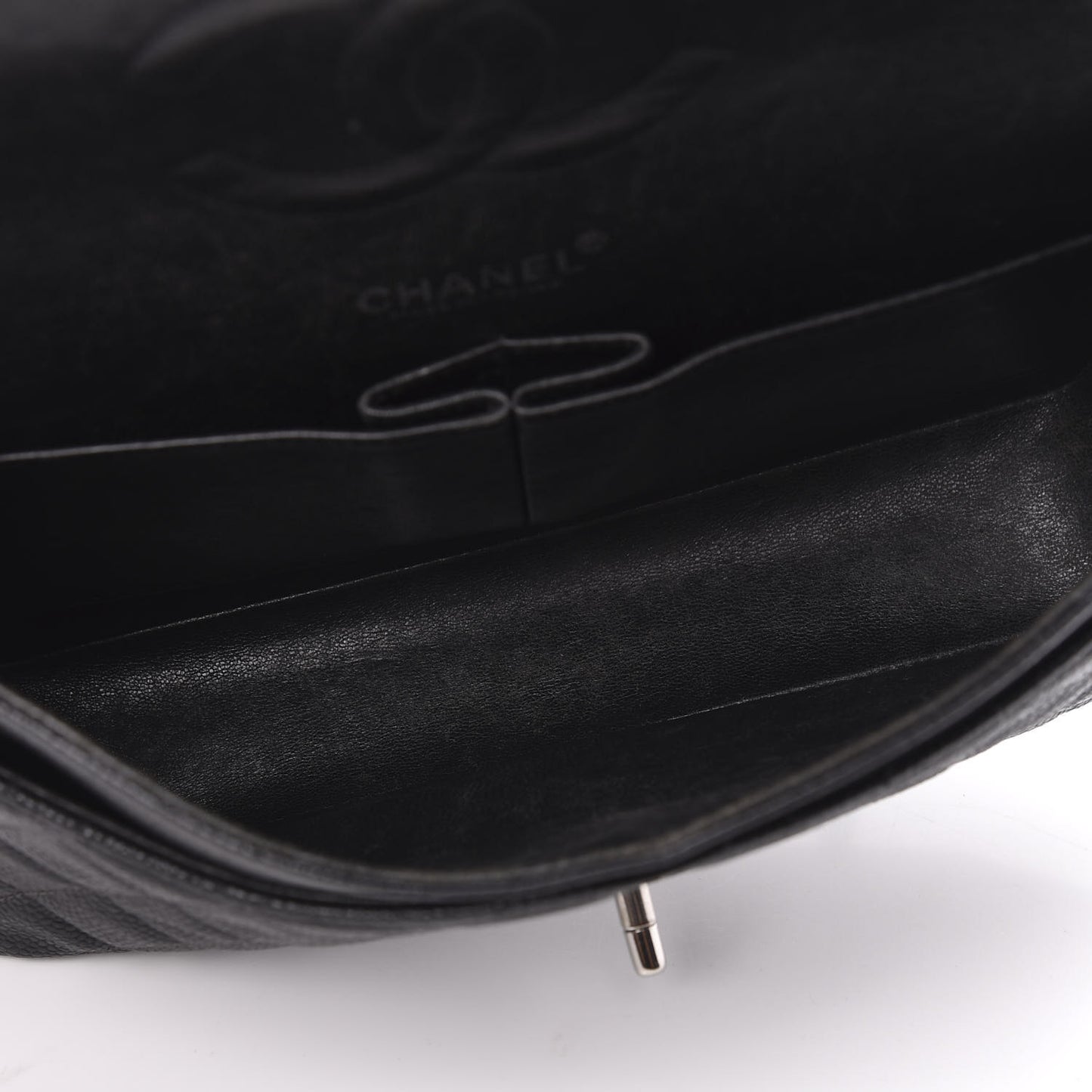 Caviar Quilted Medium Double Flap Black