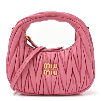 Miu Miu Nappa Matelasse Mini Wander Hobo Pink 1 of 9