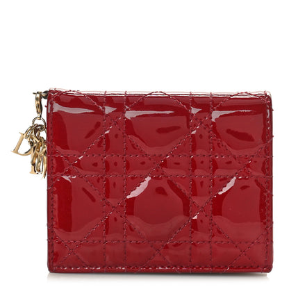Christian Dior Patent Cannage Mini Lady Dior Wallet Cherry Red 1 of 8