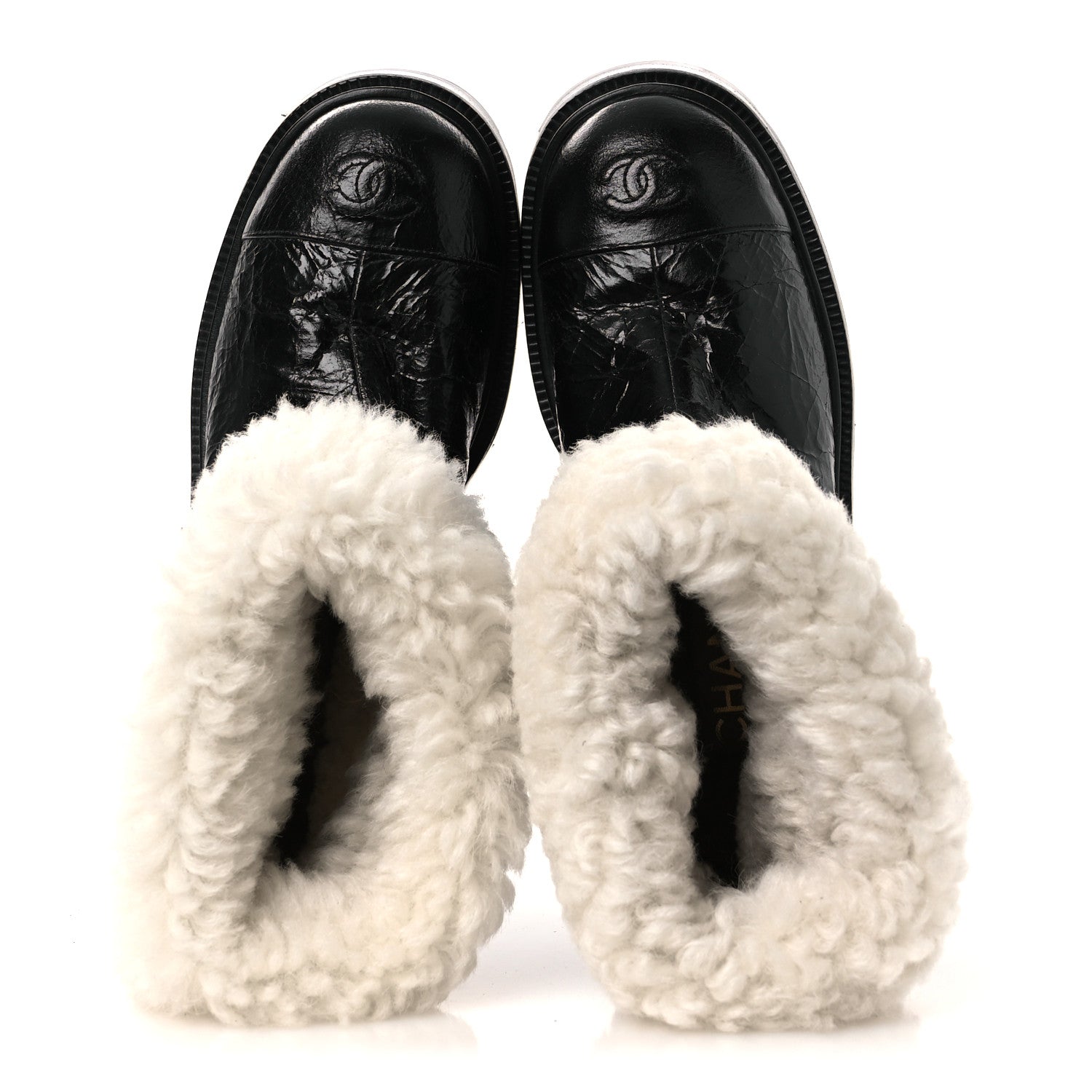 Chanel Lambskin Shearling Short Boots 36 Black 2 of 10