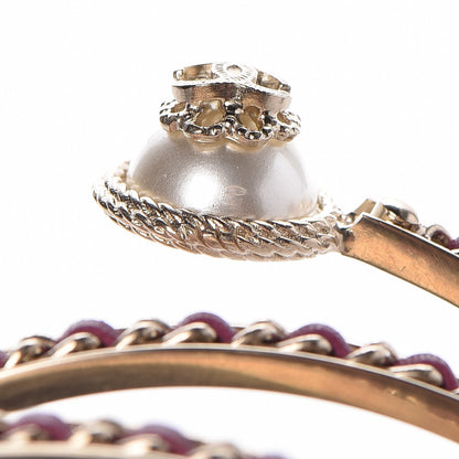 Chanel Lambskin Pearl Twist CC Bangle L Red Gold 5 of 5