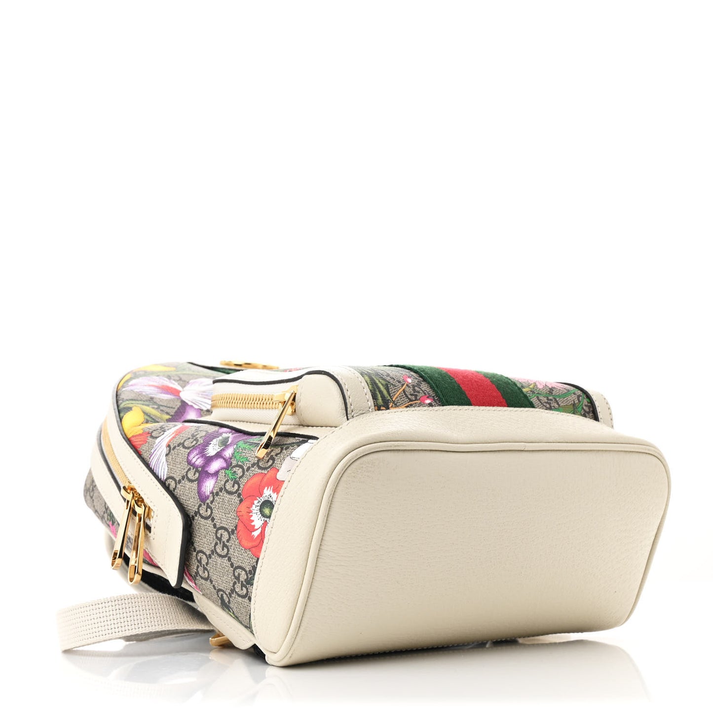 GG Supreme Monogram Flora Web Small Ophidia Day Backpack White