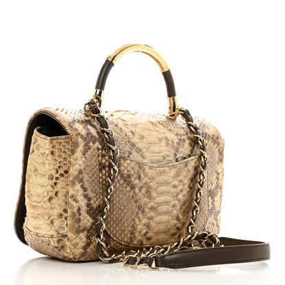 Chanel Snakeskin Metal Top Handle Carry Chic Flap 3 of 13