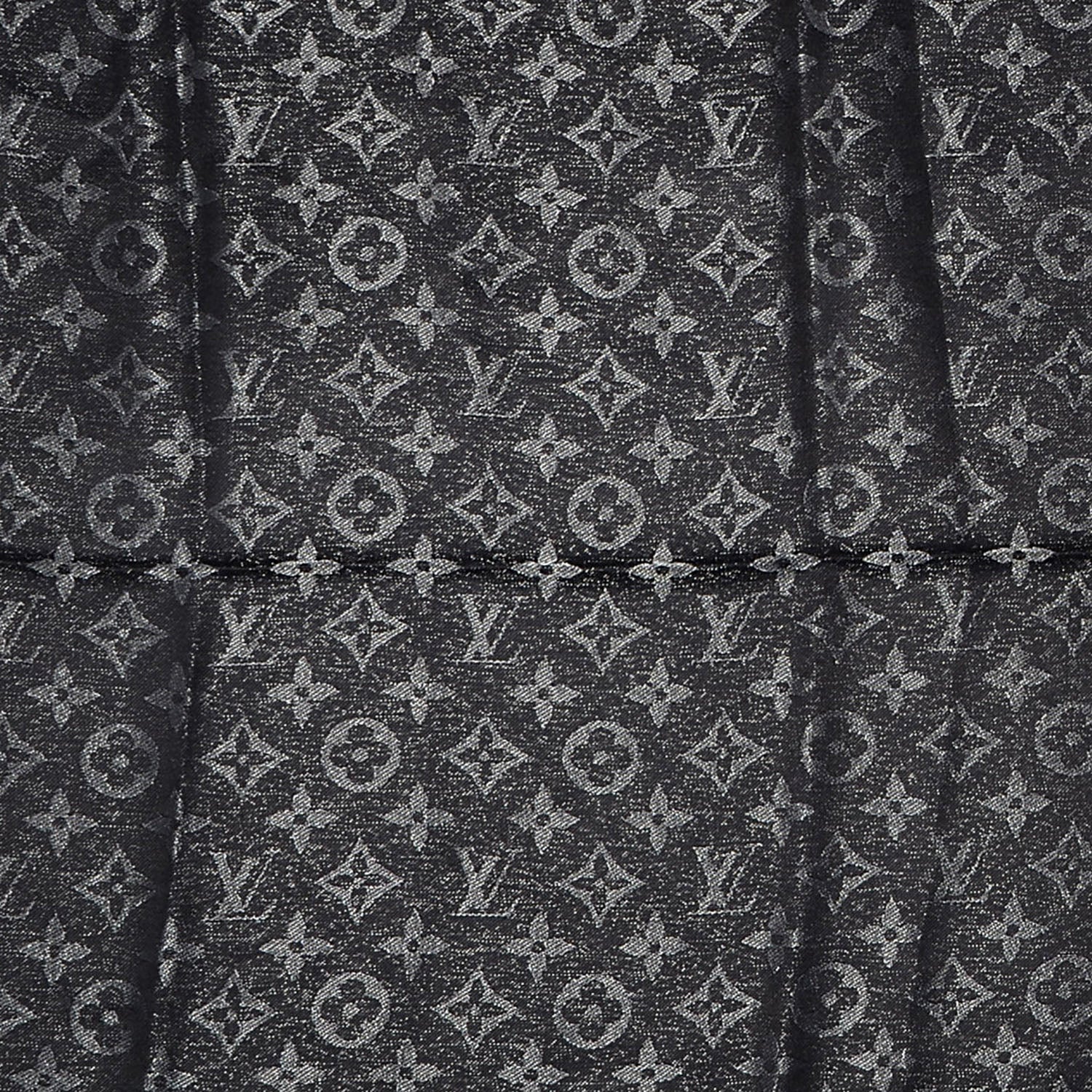 Louis Vuitton Silk Lurex Wool Monogram Shine Shawl Black 1 of 5