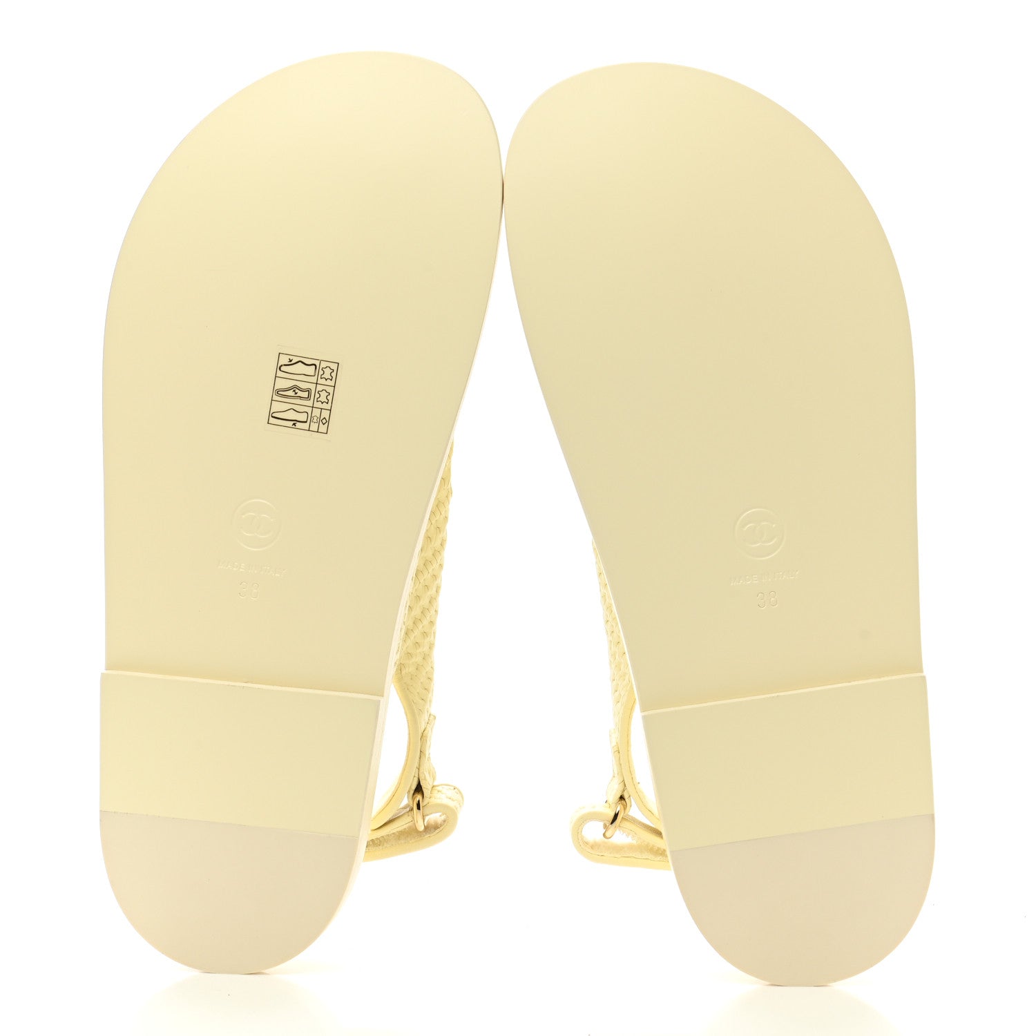Chanel Calfskin Printed Velcro Dad Sandals 38 Light Yellow 5 of 9