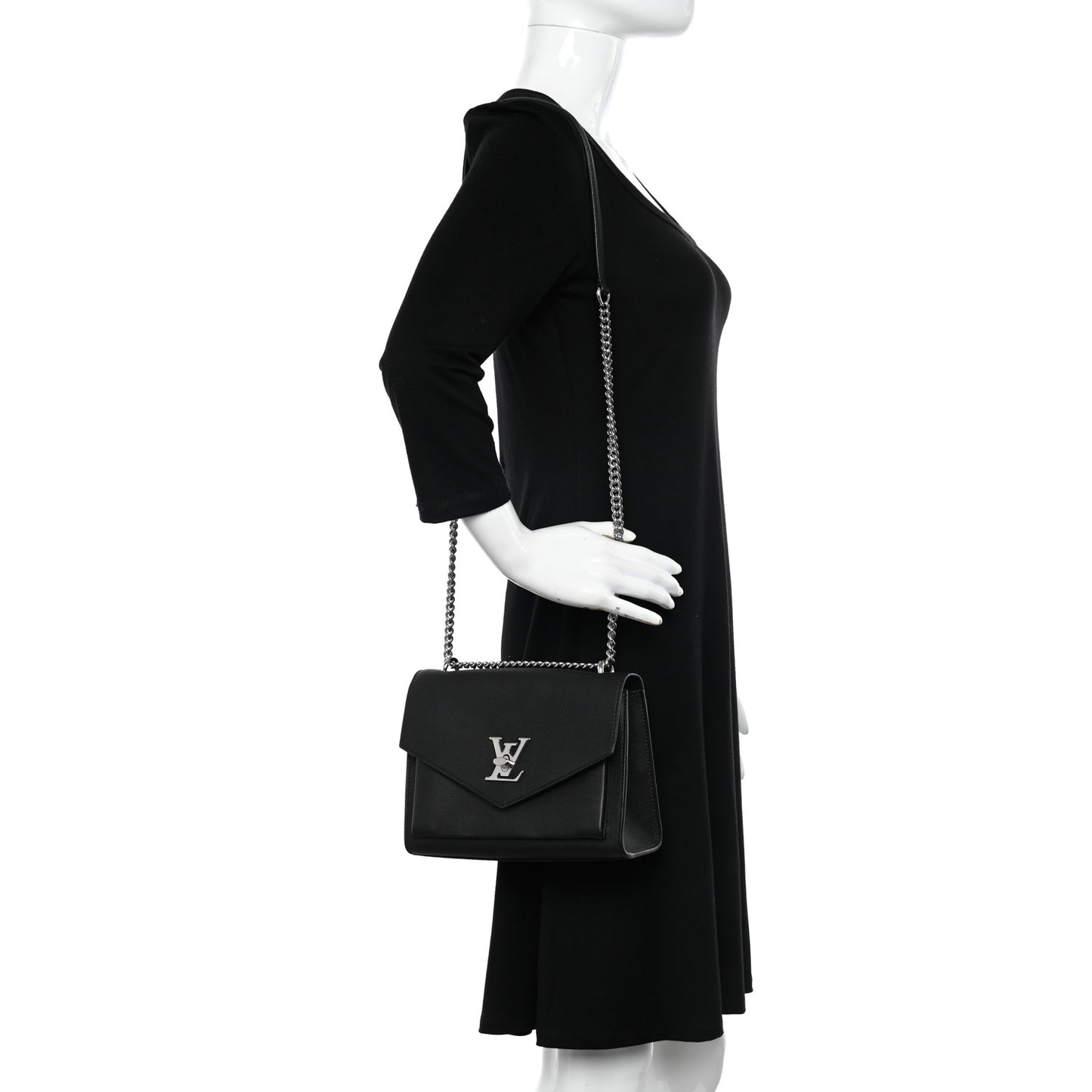 Soft Calfskin Mylockme Chain Bag BB Black