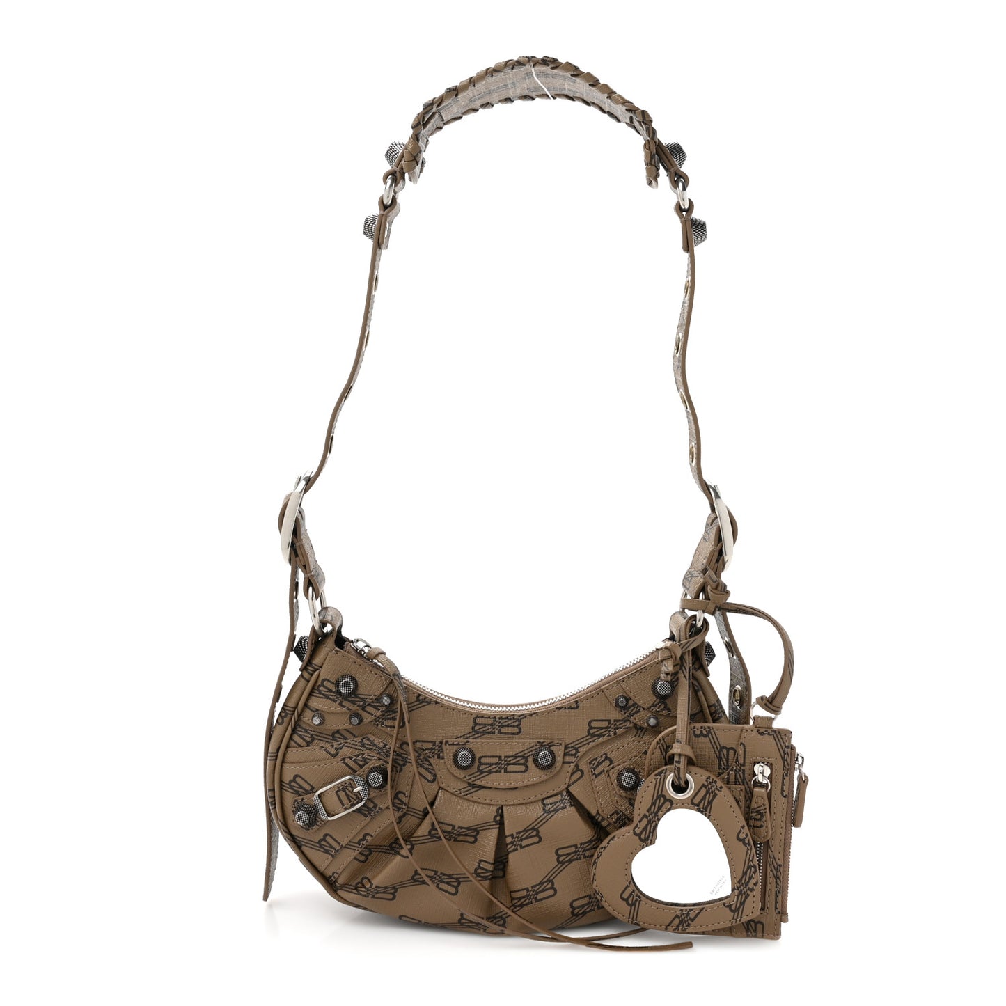Coated Canvas BB Monogram Le Cagole Shoulder Bag XS Beige Brown