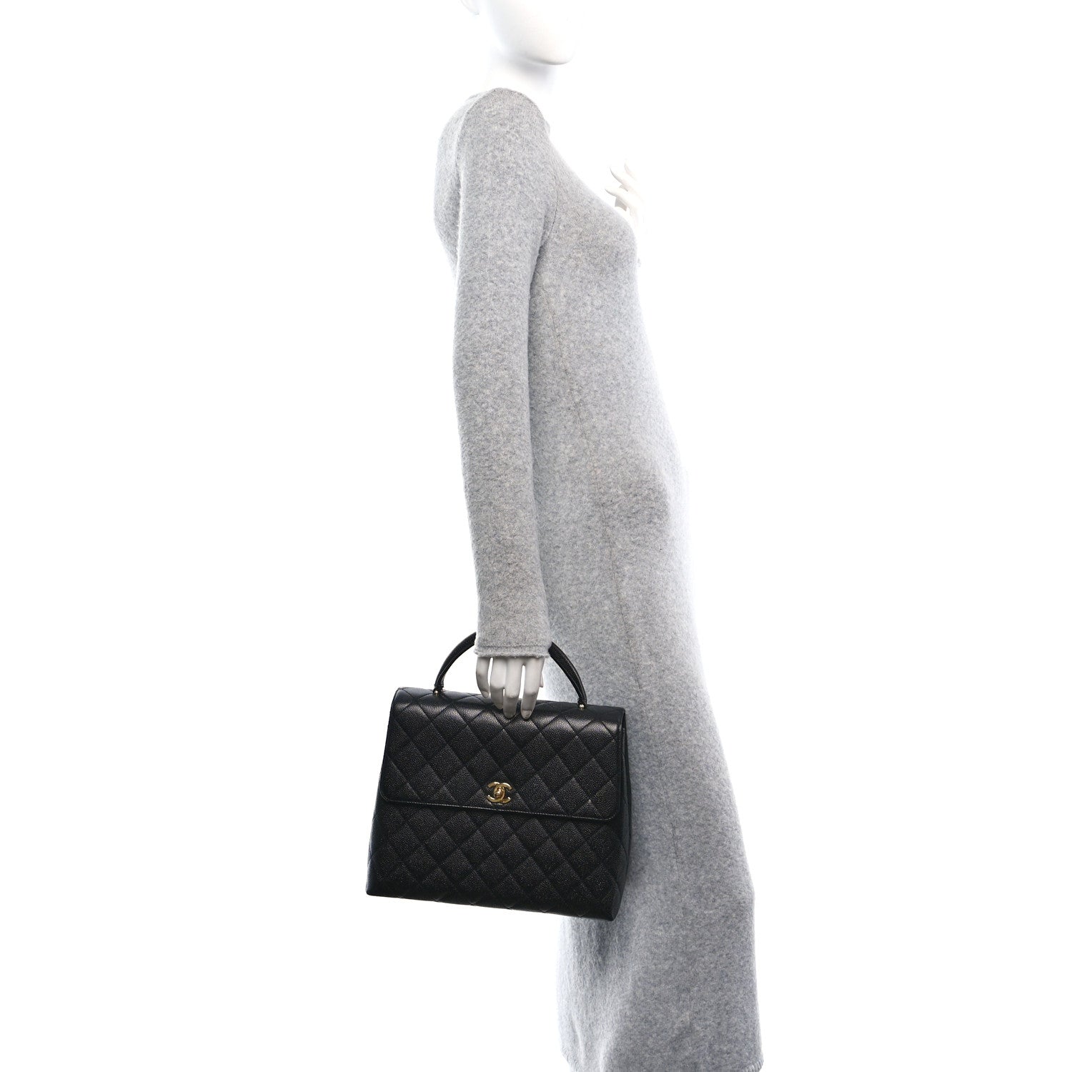 Chanel Caviar Quilted Jumbo Kelly Flap Black 2 of 11