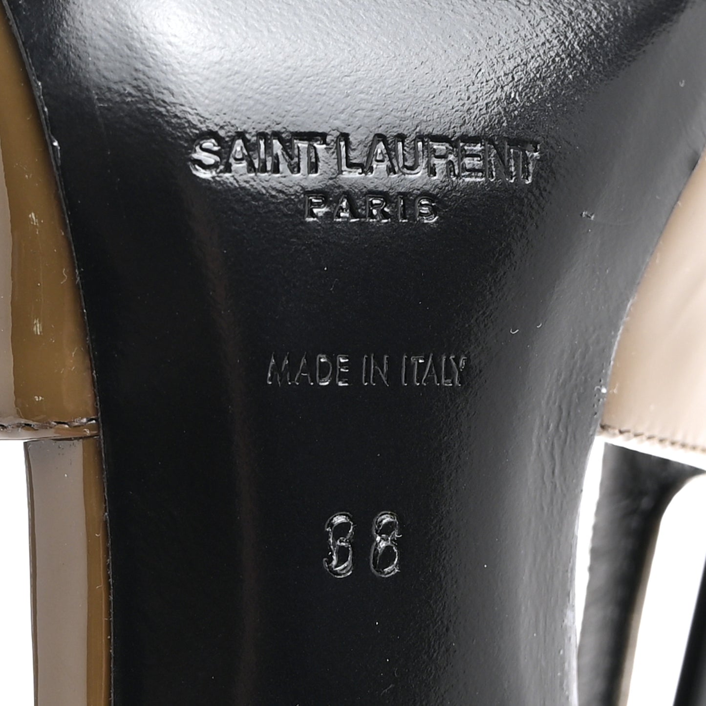 Patent Calfskin Blake 110 Slingback Pumps 38 Amber Green