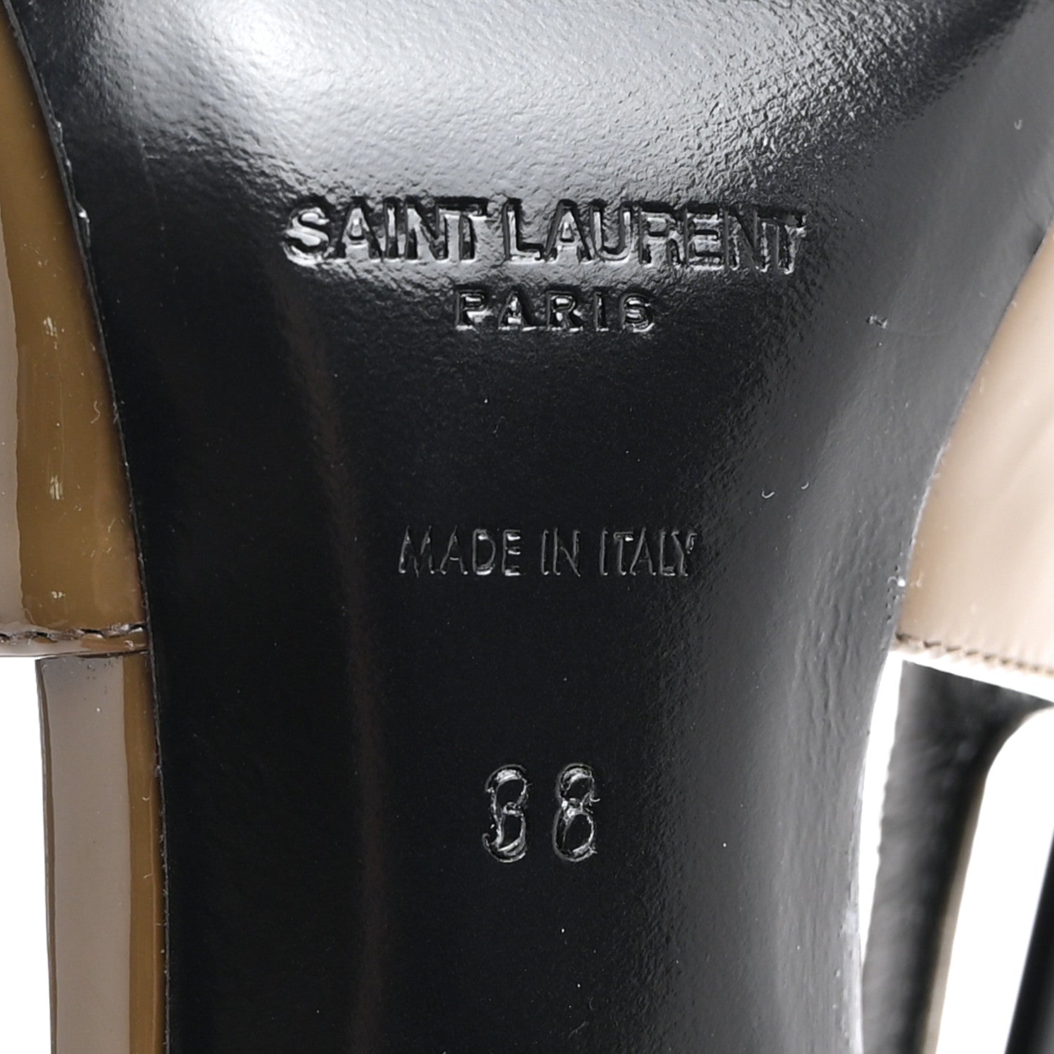 Saint Laurent Patent Calfskin Blake 110 Slingback Pumps 38 Amber Green 8 of 9