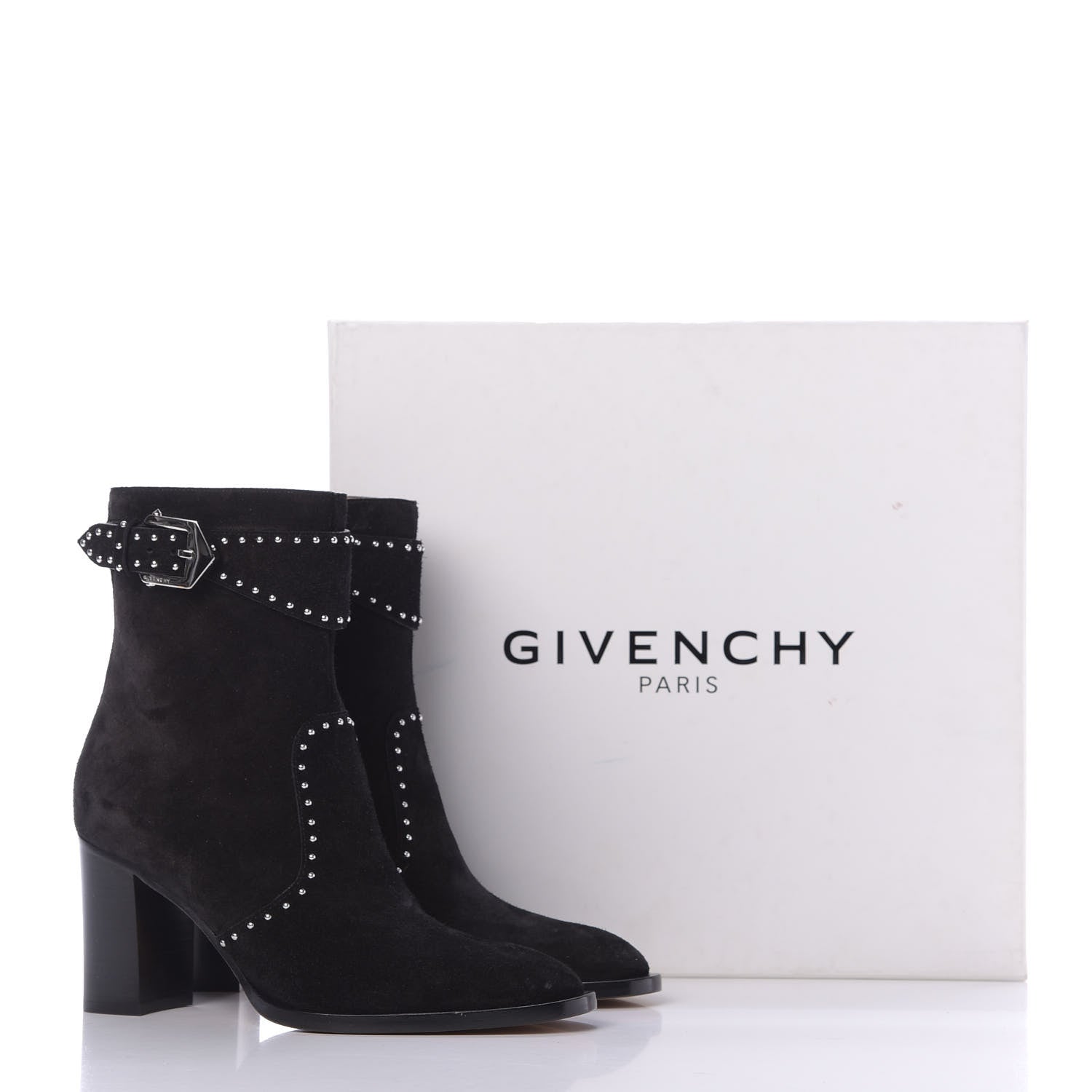 Givenchy Suede Calfskin Elegant Studded Ankle Boots 37 Black 10 of 10