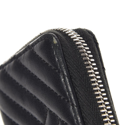 Chanel Lambskin Quilted Crossing Zip Around Coin Purse Black 8 of 9