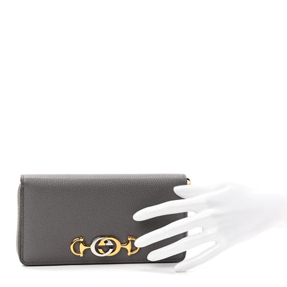 Gucci Grainy Calfskin Zumi Zip Around Wallet Dusty Grey 2 of 7