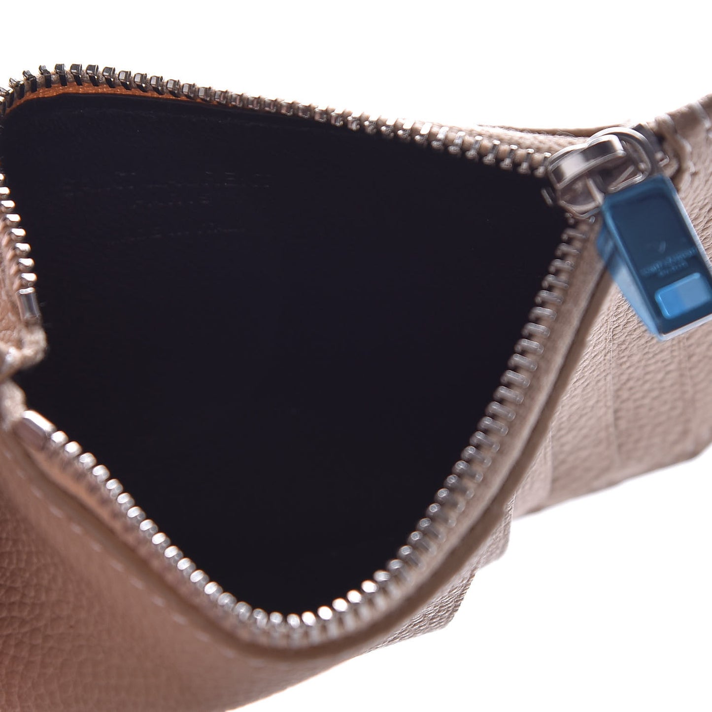 Grained Calfskin 5 Fragments Zip Pouch Card Holder Nude