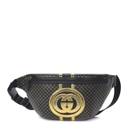 Gucci X DAPPER DAN Calfskin Laminated Ayers GG Micro Monogram Mens Belt Bag Black 1 of 12