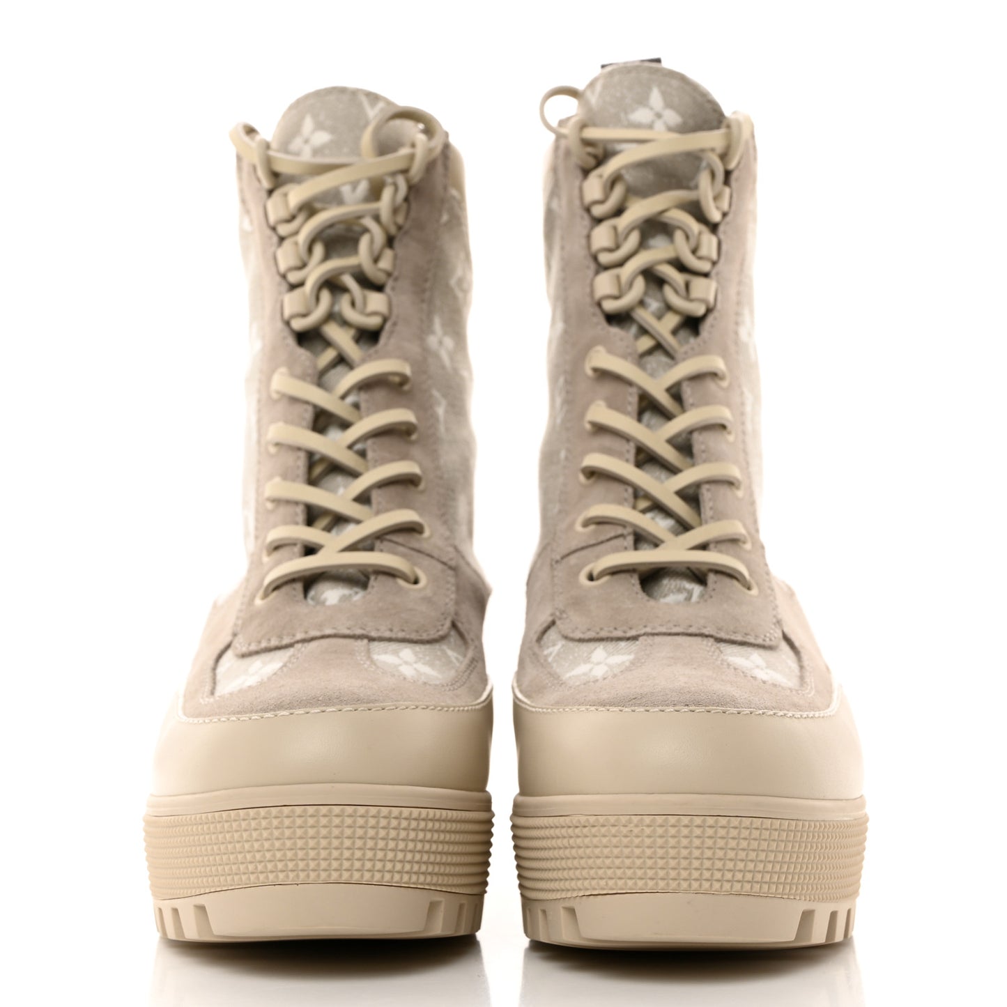 Suede Calfskin Laureate Platform Desert Boots 38.5 Taupe
