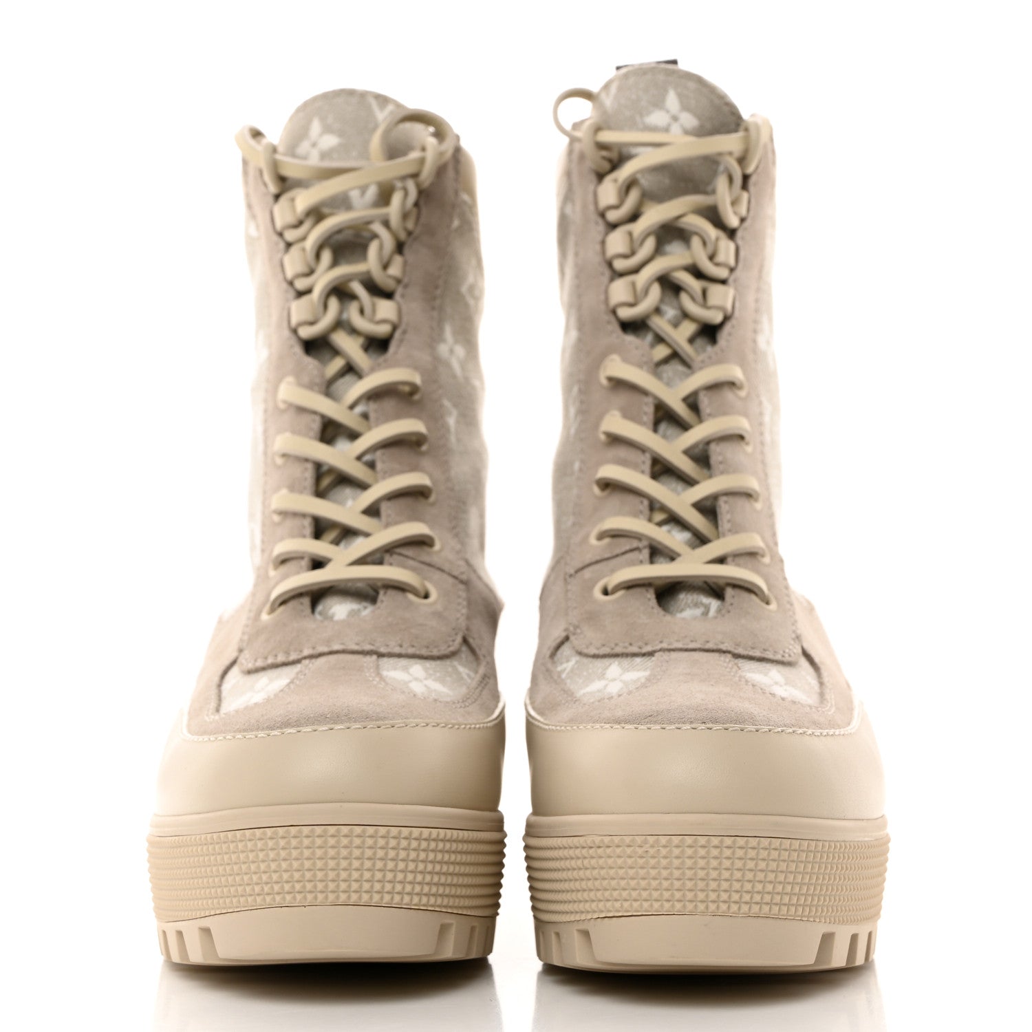 Louis Vuitton Suede Calfskin Laureate Platform Desert Boots 38.5 Taupe 2 of 9
