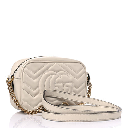 Gucci Calfskin Matelasse Mini GG Marmont Chain Shoulder Bag White 3 of 14