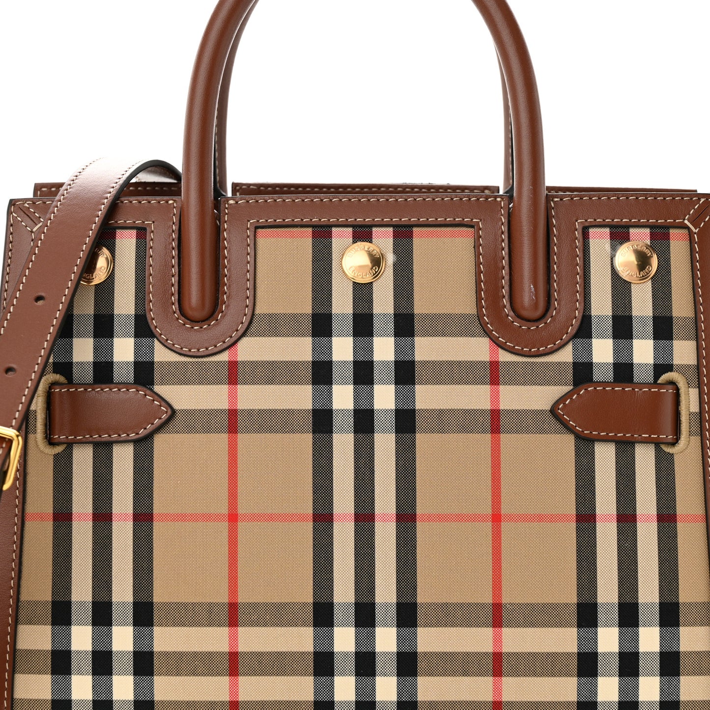 Calfskin Vintage Check Mini Two Handle Title Bag Archive Beige