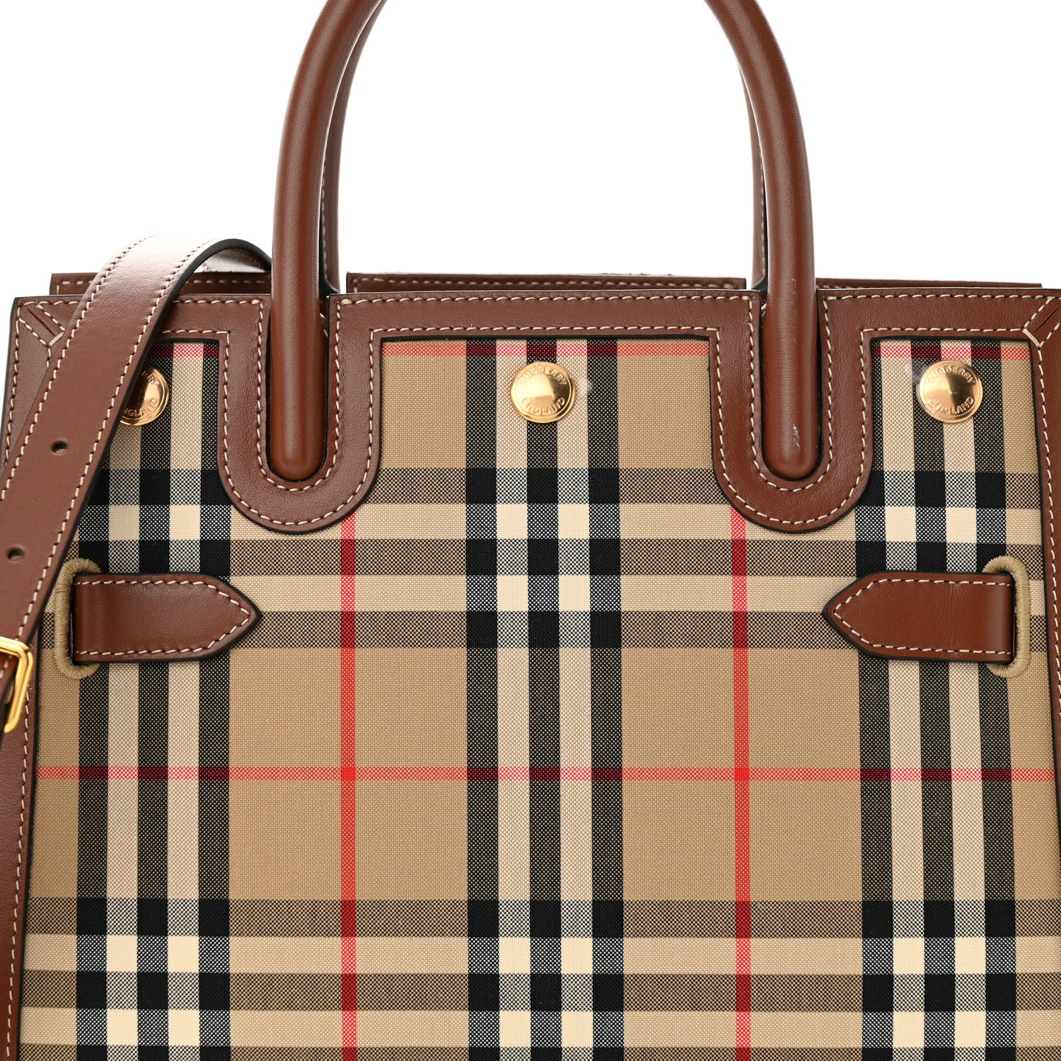 Burberry Calfskin Vintage Check Mini Two Handle Title Bag Archive Beige 7 of 12