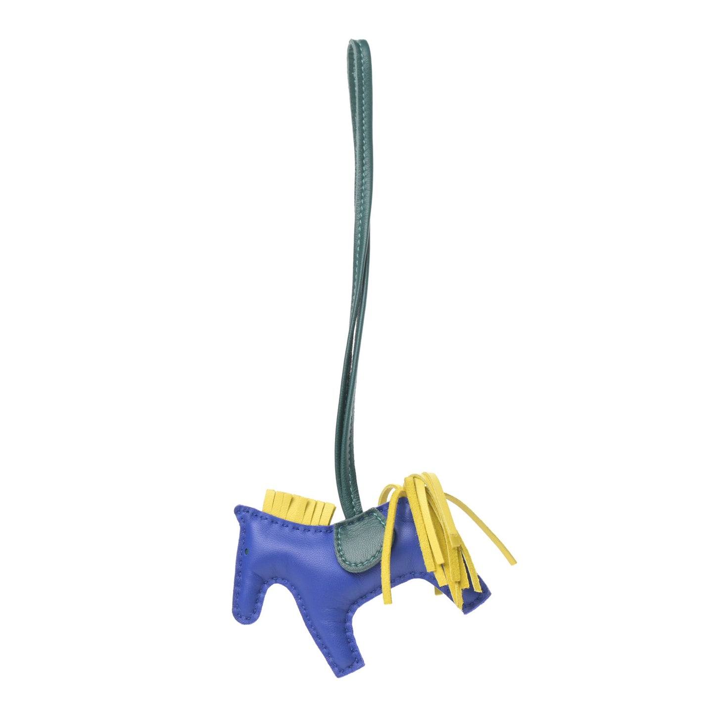Milo Lambskin Grigri Rodeo Horse Bag Charm PM Bleu Electrique Lime Malachite
