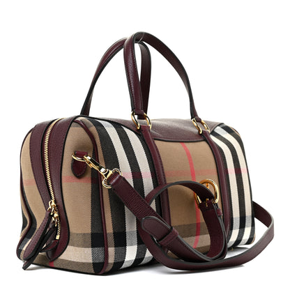 Burberry House Check Derby Calfskin Medium Alchester Bowling Bag Mahogany Red 3 of 13