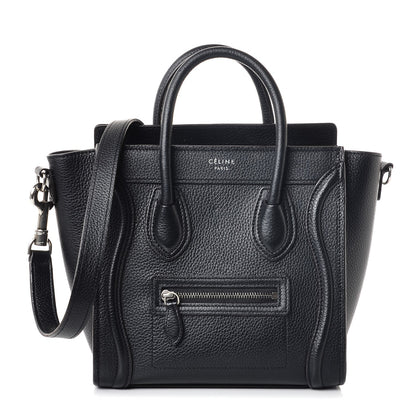 Celine Drummed Calfskin Nano Luggage Black 1 of 5