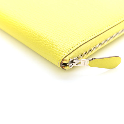 Hermes Chevre Mysore Verso Evelyne Long Wallet Lime Gris Perle 8 of 8