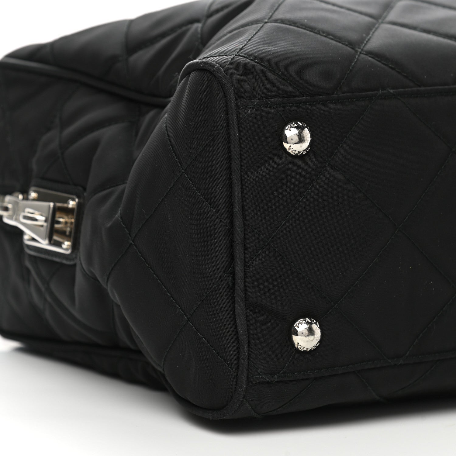 Prada Nylon Tessuto Impuntu Quilted Large Shoulder Bag Black 10 of 12