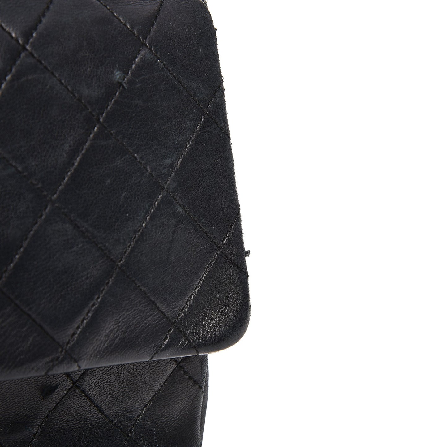 Lambskin Quilted Medium Double Flap Black