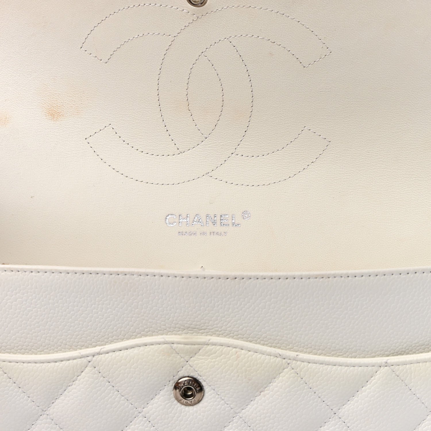 Chanel Caviar Quilted Jumbo Double Flap White 6 of 12