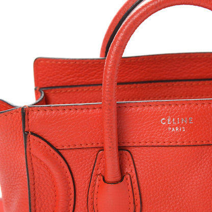 Celine Drummed Calfskin Nano Luggage Red 15 of 17
