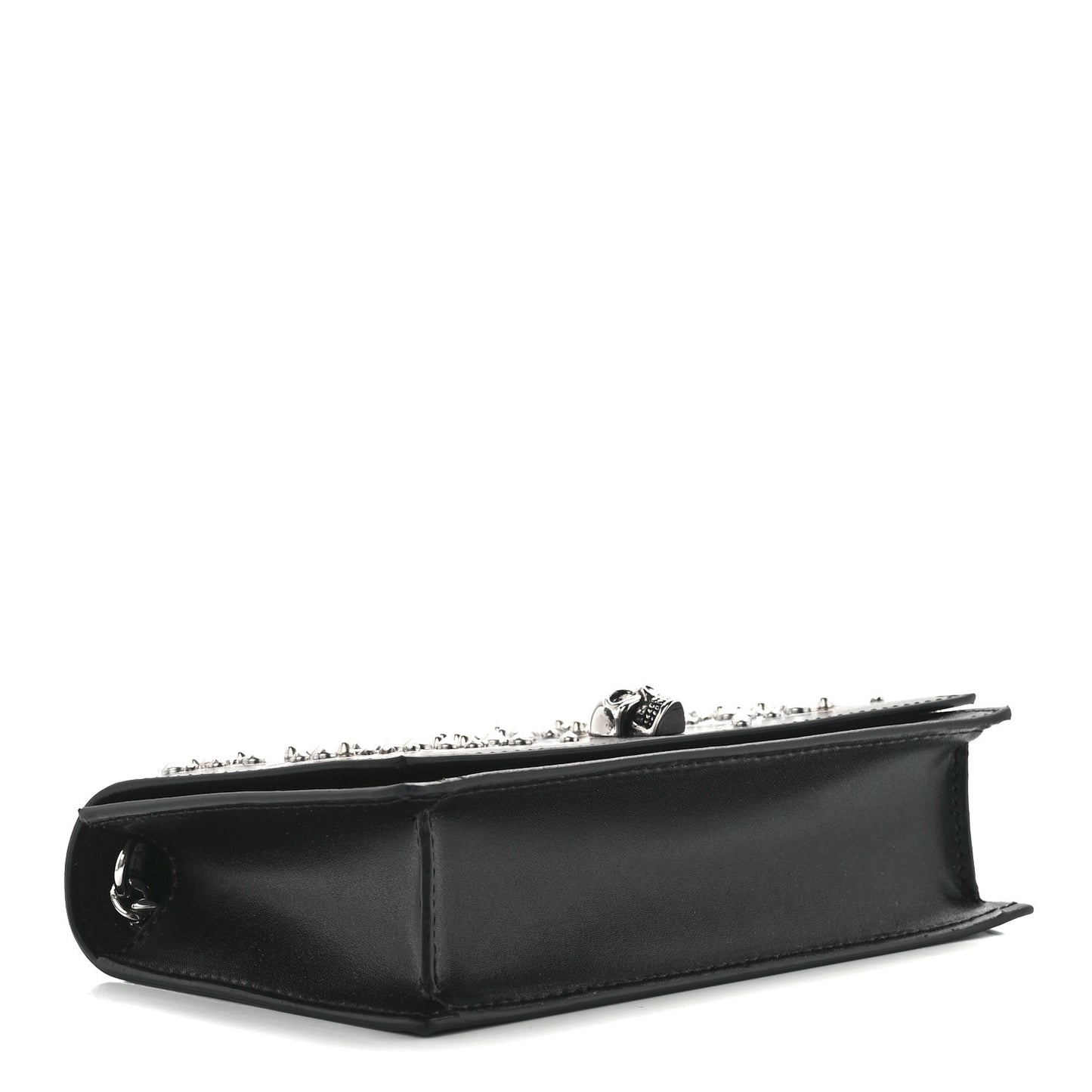 Calfskin Embellished Skull Mini Shoulder Bag Black
