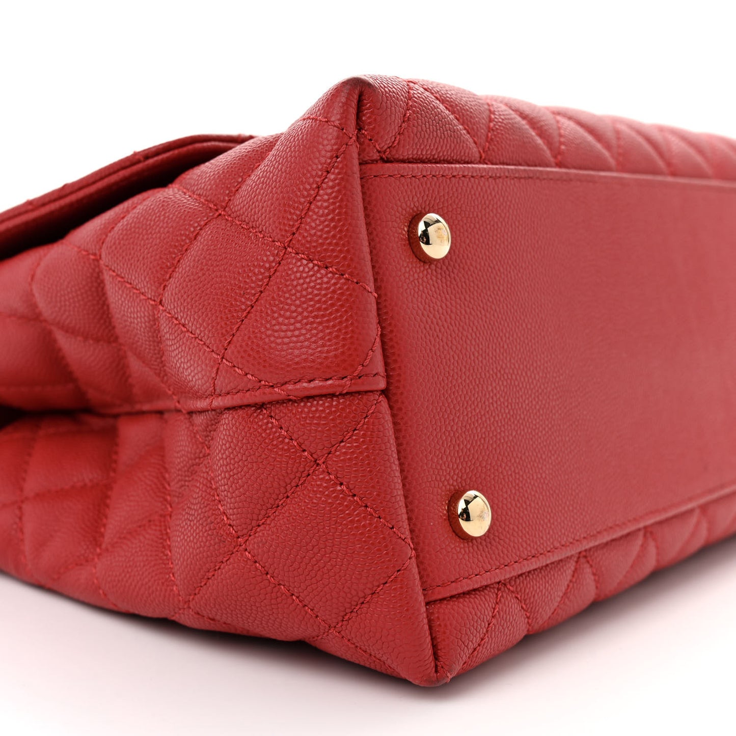 Caviar Lizard Embossed Quilted Small Coco Handle Flap Red