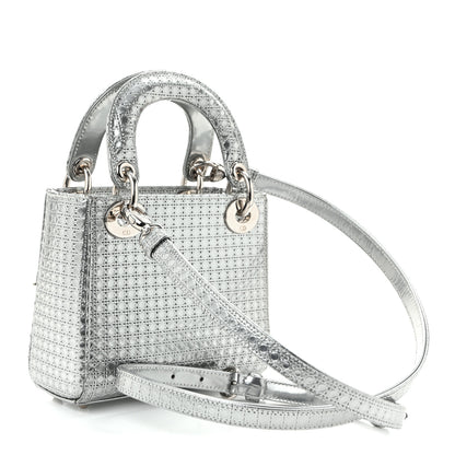 Christian Dior Metallic Patent Micro-Cannage Mini Lady Dior Silver 3 of 11