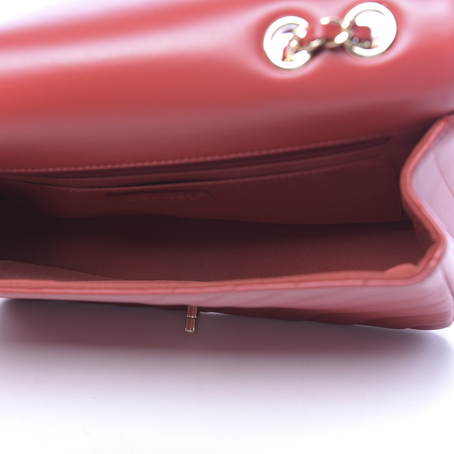 Chanel Calfskin Chevron Quilted Large Statement Flap Red 5 of 11