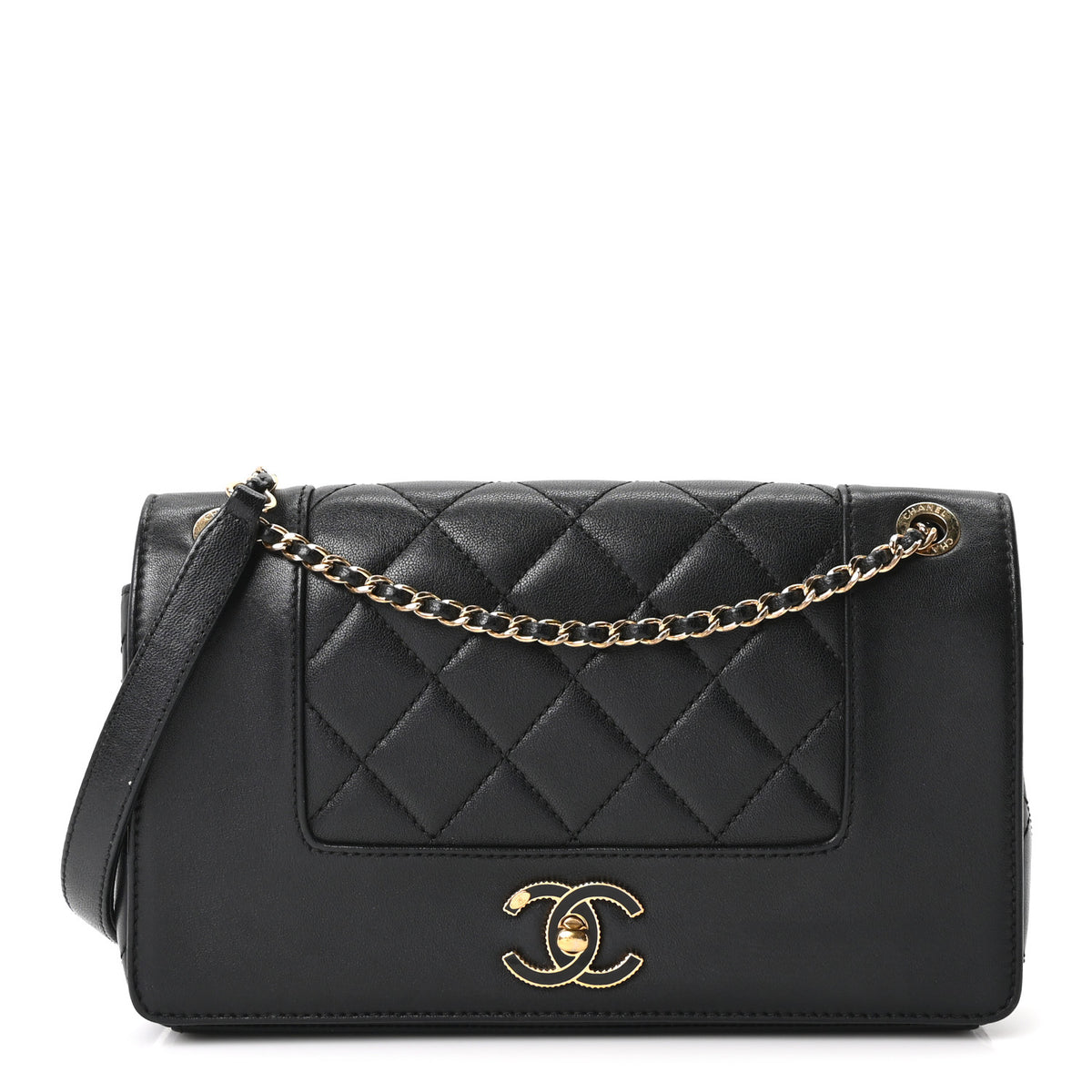 Sheepskin Quilted Small Vintage Mademoiselle Flap Black