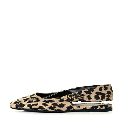 Christian Dior Nylon Leopard Print Mizza Slingback Flat 41 Beige Multicolor 1 of 7